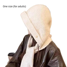 Load image into Gallery viewer, New Warm Knitted Winter Balaclava Neck Protection Soft Hooded Hat Thickened Solid Color One-Piece Scarf Cap Women
