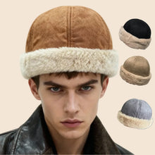 Load image into Gallery viewer, 1pc Mens Brimless Hat Winter Flannel Warm Rolled Cuff Docker Cap Fleece Harbour Beanie Hats Plush Landlord Hat for Cold Weather
