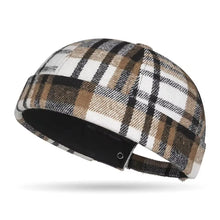 Load image into Gallery viewer, Large Checkered Melon Skin Tang Hat Breathable Adjustable Round Top Beanies Hat Docker Cap Plaid Landlord Hat Brimless Hat

