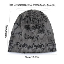 Load image into Gallery viewer, Thin Bonnet Letter Print Beanie Loose Style Wasteland Style Hip Hop Beanies Streetwear Design Vintage Beanie Unisex Wear
