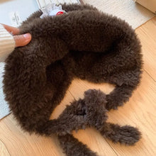 Load image into Gallery viewer, Versatile Warm Thick Knitted Hat Cherry Bow Windproof Ear Protection Cap Coldproof Cake Bear Beanies Hat Winter Outdoor
