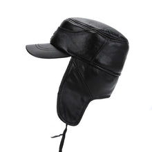 Load image into Gallery viewer, New Style Men Ear Flap Genuine Leather Hat Winter Vintage Baseball Caps Thicken Warmer Flat Hats Fashion Real sheepskin Cap
