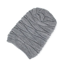 Load image into Gallery viewer, Winter Warm Knitted Woolen Skullies Beanie Hat for Men with Velvet Lining Diamond Pattern
