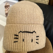 Load image into Gallery viewer, Cartoon Coldproof Kitten Embroidered Pullover Knitted Hat Warm Cat Crochet Cap Thick Pullover Cap Outdoor Sports
