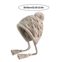 Load image into Gallery viewer, Fashion Tassels Knitted Hat Warm Solid Color Beanie Hat Cold Proof Windproof Earflap Cap Winter

