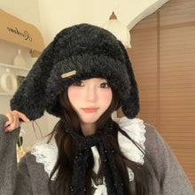 Load image into Gallery viewer, Winter Warm Ear Protector Hat Windproof Cold-proof Rabbit Ear Pullover Cap Thicken Fluffy Big Ears Knitted Cap Ourdoor
