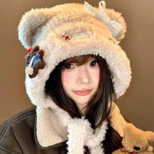Load image into Gallery viewer, Cute Warm Thick Knitted Hat Bow-knot Little Bear Beanies Hat Coldproof Windproof Ear Protection Cap Women Girls
