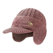 Load image into Gallery viewer, Fashion Middle-aged Mother Hat Bowknot Windproof Knitted Peaked Hat Thickened Keep Warm Bomber Hat Winter
