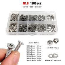 Load image into Gallery viewer, M1.6 M2 M2.5 M3 M4 M5 M6 M8 GB819 304 A2 Stainless Steel Cross Phillips Flat Countersunk Head Screw Bolt Nut Washer Set Kit Box
