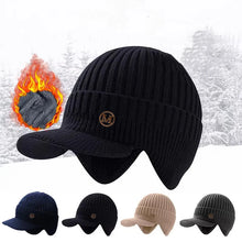 Load image into Gallery viewer, Men's Beanie Hat,winter Thick Fleece Lining Windproof Knitted Cap with Earmuffs,suitable for Outdoor Cycling,cold Weather Warmth

