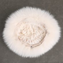Load image into Gallery viewer, Luxury Women's Winter Hat Knitted Rabbit Fur Hats with Big Fox Fur Brim Lady Fashion Bucket Cap
