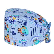 Load image into Gallery viewer, Unisex Cartoon Printing Scrub Cap Adjustable Buckle Print Design Nursing Cap Pure Breathable Soft Lab Scrub Hat Operating Room
