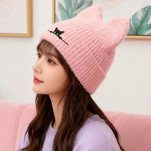 Load image into Gallery viewer, Personality Soft Knitted Cat Ear Beanies Thicken Cute Design Knitted Hat Windproof Warm Thermal Cap Winter Season
