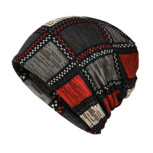 Load image into Gallery viewer, Contrasting Colors Pullover Hat Plaid Print Scarf Pullover Hat Turban Hats Multifunctional Keep Warm Women's Pile Hat

