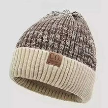 Load image into Gallery viewer, Winter Fashion Unisex Two-Tone Knitted Bean Hat Fur Lined for Warmth Casual Style
