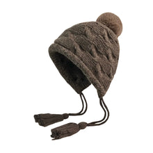 Load image into Gallery viewer, Fashion Tassels Knitted Hat Warm Solid Color Beanie Hat Cold Proof Windproof Earflap Cap Winter
