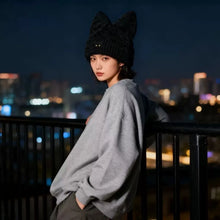 Load image into Gallery viewer, Personality Soft Knitted Cat Ear Beanies Thicken Cute Design Knitted Hat Windproof Warm Thermal Cap Winter Season
