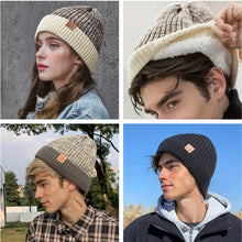 Load image into Gallery viewer, New Unisex Two-Tone Winter Hats Add Fur Lined Men And Women Fashion Warm Beanie Cap Casual Winter Knitted Hats
