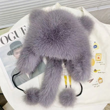 Load image into Gallery viewer, New Thickened Winter Hats for Women Keep Warm Imitation Fox Fur Furry Trapper Hat Ear Protectors Windproof Bomber Hat Winter
