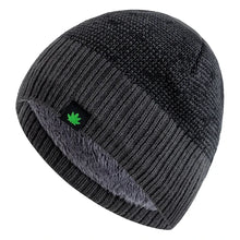 Load image into Gallery viewer, Unisex Leaf Labal Winter Hats Fashion Knitted Hats For Men Women Beanie Cap Outdoor Plush Fur Lined Warm Sports Hats
