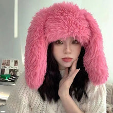 Load image into Gallery viewer, Y2k Fashion Faux Fur Rabbit Ear Hat Ear Protection Rabbit Ear Balaclava Cap Sweet Women's Beanies Ski Activities
