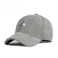 Load image into Gallery viewer, Corduroy baseball cap for men and women in autumn and winter, warm and embroidered pigeon pattern for daily leisure gatherings
