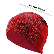 Load image into Gallery viewer, Y2K Versatile Beanie Hat Stretchy Crimping Windproof Rhinestone Knitted Cap Warm Shiny Ski Caps for Men and Women
