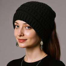 Load image into Gallery viewer, Warm Solid Color Ponytail Beanie Hat Headwear Ear Protection Women's Hat Thicken Knitting Headband Autumn
