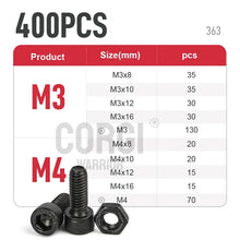 Load image into Gallery viewer, 1140 Black Steel Socket Head Hex Round Cap Screws Set M2 M3 M4 M5 M6 Grade 12.9 DIN912 Allen Bolts Nuts Assortment Kit Tool Box
