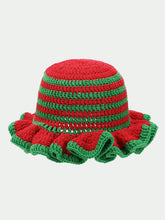 Load image into Gallery viewer, Solid Color Hand Knitted Knit Hat in Bohemian Style with Hollowed Out and Ruffled Design Bucket Shaped Hat  Fisherman's Hat
