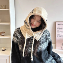 Load image into Gallery viewer, Fashion Snowflakes Winter Balaclava Hats Ear Protection Windproof Neck Collar Beanies Cap Thick Warm One-Piece Drawstring Hat
