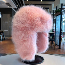 Load image into Gallery viewer, Thicken Winter Faux Fur Mink Plush Lei Feng Hat for Women Outdoor Skiing Cycling Cap Warm Ear Protection Cold Proof Russian Hat
