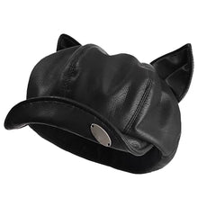 Load image into Gallery viewer, New Cat Ear Newsboy Hat Solid Color Casual Beret Hat PU Leather Personalized Peaked Cap Ladies Women Girls
