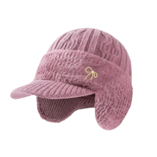 Load image into Gallery viewer, Fashion Middle-aged Mother Hat Bowknot Windproof Knitted Peaked Hat Thickened Keep Warm Bomber Hat Winter
