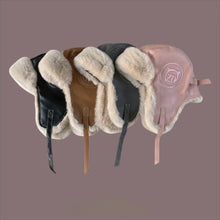 Load image into Gallery viewer, Fashion PU Ear Protection Hat Furry Fleece Lined Leather Rocket Cap Windproof Warm Cycling Hat Winter Season Outdoor Wear
