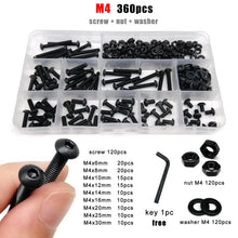 Load image into Gallery viewer, M1.6 M2 M2.5 M3 M4 M5 M6 M8 Black Grade 10.9 Steel Allen Hexagon Hex Socket Button Round Head Screw Bolt Nut Washer Kit Set Box
