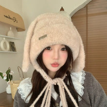 Load image into Gallery viewer, Winter Warm Ear Protector Hat Windproof Cold-proof Rabbit Ear Pullover Cap Thicken Fluffy Big Ears Knitted Cap Ourdoor
