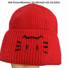 Load image into Gallery viewer, Cartoon Coldproof Kitten Embroidered Pullover Knitted Hat Warm Cat Crochet Cap Thick Pullover Cap Outdoor Sports

