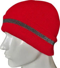 Load image into Gallery viewer, High Visibility Safety Beanie Reflective Knit Ribbed Hats Warm Winter Bonnets for Night Running Hiking Cycling
