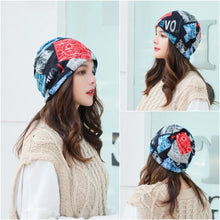 Load image into Gallery viewer, Multifunctional Cartoon Knitted Woolen Scarf Windproof Cold-proof Cover Head Cap Keep Warm Thickened Bib Twist Cap Women
