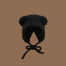 Load image into Gallery viewer, Cute Y2k Bear Ear Beanies Knitted Wool Hat with Rope Warm Beanies Cap Lace Up Thick Hip Hop Ear Protection Winter Hat
