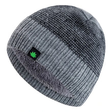Load image into Gallery viewer, Unisex Leaf Labal Winter Hats Fashion Knitted Hats For Men Women Beanie Cap Outdoor Plush Fur Lined Warm Sports Hats
