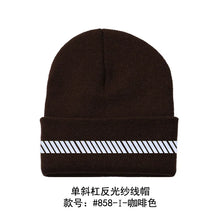 Load image into Gallery viewer, High Visibility Safety Beanie Reflective Knit Ribbed Hats Warm Winter Bonnets for Night Running Hiking Cycling
