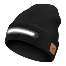Load image into Gallery viewer, USB Rechargeable LED Lighted Beanie Hat Built-in Speaker Mic Detachable Bluetooth Earflap Hat Three-Stage Lighting

