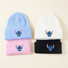 Load image into Gallery viewer, Stitch Knit Hat Cartoon Embroidered Benie Cap Cute Unisex Warm Stretchy Hats Christmas Gift for Adult Kids Outdoor Thermal Caps
