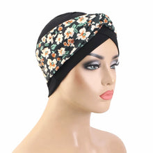 Load image into Gallery viewer, Twist Knot Floral Print Turban Headband Cross Cotton Stretch Muslim Women Hijab Elastic Hair Accessories Chemo Cap
