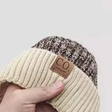 Load image into Gallery viewer, Winter Fashion Unisex Two-Tone Knitted Bean Hat Fur Lined for Warmth Casual Style
