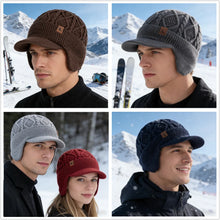 Load image into Gallery viewer, New Unisex Winter Hat Plush Fur Lined Warm Earflap Cap Stylish Soft Beanie Hat  Outdoor Thick Ski Sports Knitted Hat
