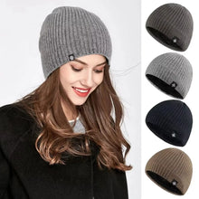 Load image into Gallery viewer, Autumn Winter Unisex Fleece Lined Knitted Beanie Loose Warm Ear Protection Thick Woolen Hat Windproof Outdoor Ski Hiking Hat

