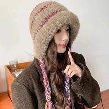 Load image into Gallery viewer, Outdoor Thickened Knitted Warm Hat Colorful Fluffy Fleece Hat Winter Breathable Ear Protection Cap Sports Cap

